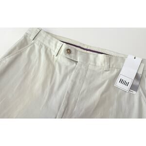 New $210 Hiltl NAPA Flat Front Chino Pants Men's 32x38 Unhemmed Cotton Beige